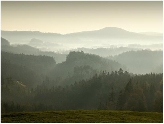 Ranní mlhy v Českém Švýcarsku.