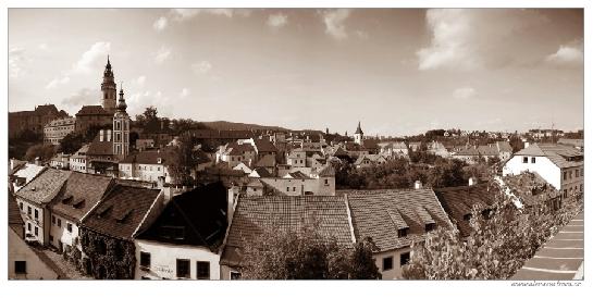 Český Krumlov - panorama - sepie