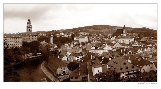 Český Krumlov - panorama - sepie