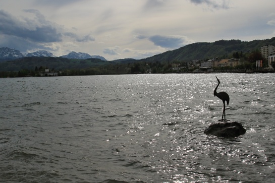 Jezero Traunsee se zámkem Orth