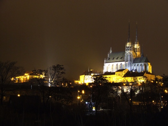 Katedrála svatého Petra a Pavla a v pozadí Špilberk - Brno