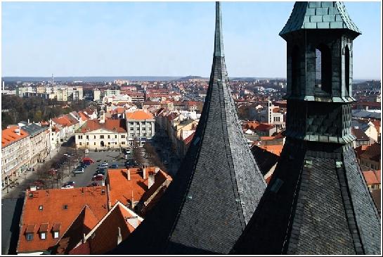 Louny z věže, východní pohled